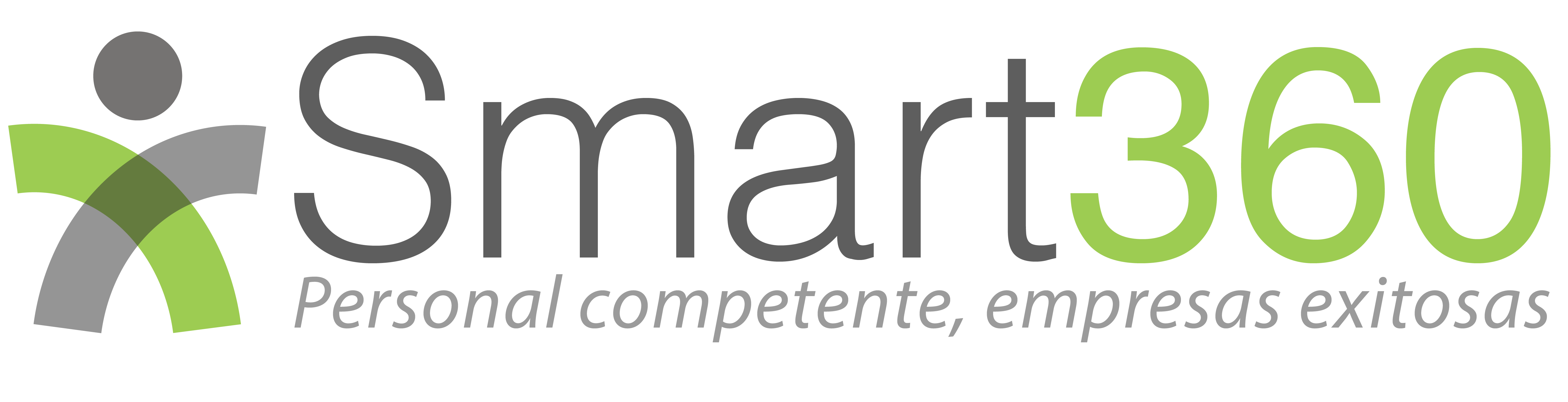 Logo de la herramienta de evaluación de desempeño 360 grados Smart 36O, nombre de la marca en color gris y verde